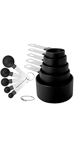 Measuring Cups and Spoons Set, 10-Piece Stackable Kitchen Tools with Stainless Steel Handles, Nesting Measurement Gadgets for Cooking & Baking (pink)