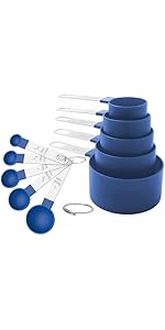 Measuring Cups and Spoons Set, 10-Piece Stackable Kitchen Tools with Stainless Steel Handles, Nesting Measurement Gadgets for Cooking & Baking (pink)