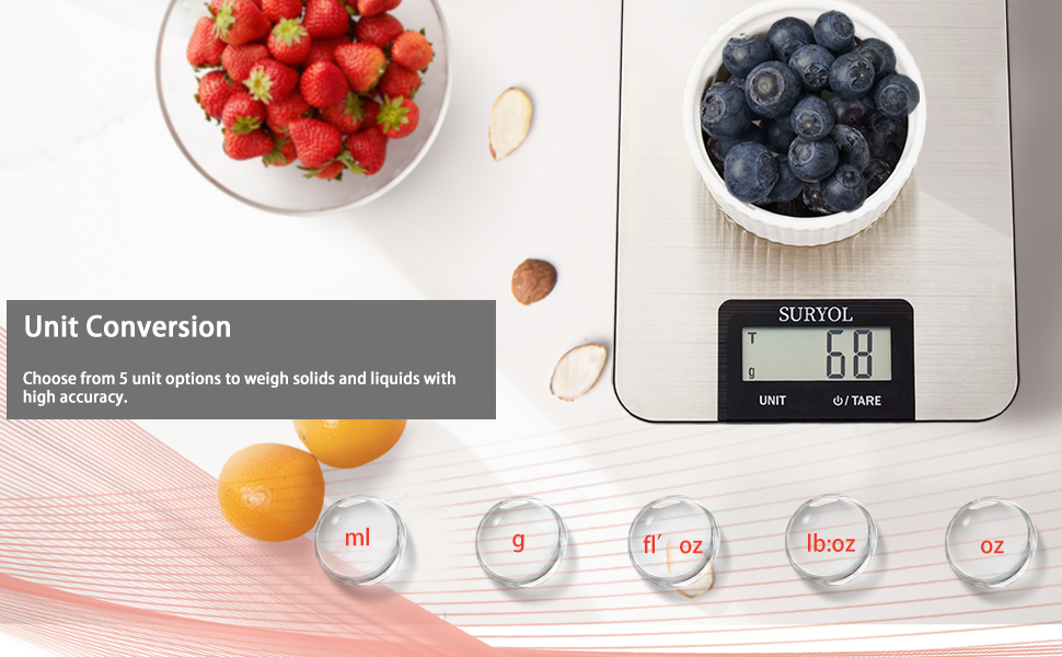 Food Kitchen Scale High-Precision Digital Scale Accurate Weighing for Baking & Cooking Enthusiasts(Shiny Black)