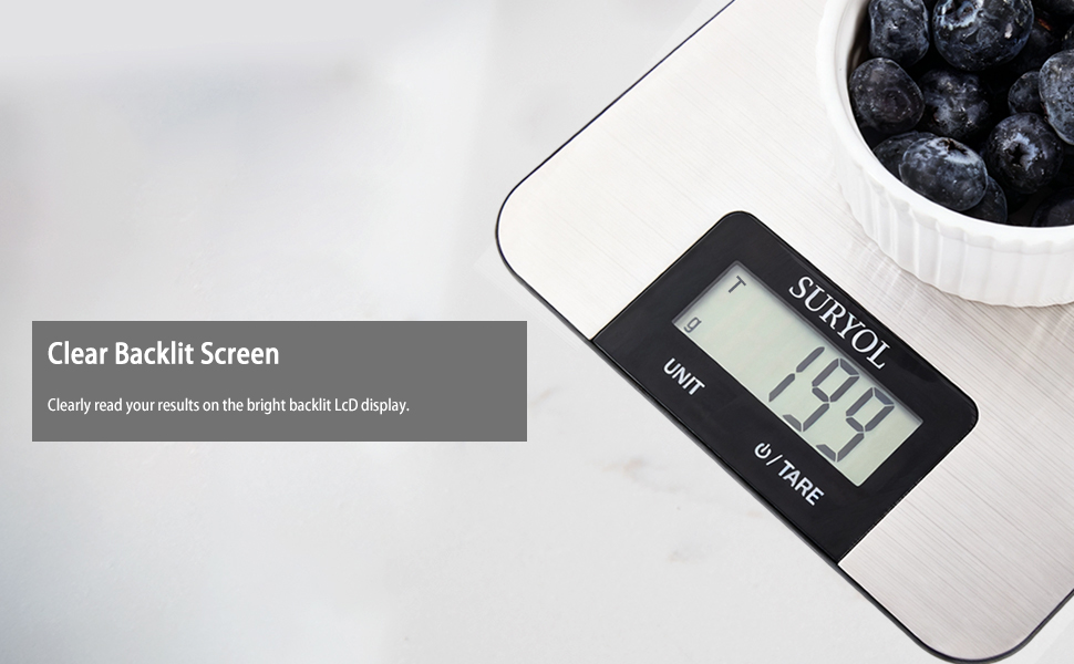Food Kitchen Scale High-Precision Digital Scale Accurate Weighing for Baking & Cooking Enthusiasts(Shiny Black)
