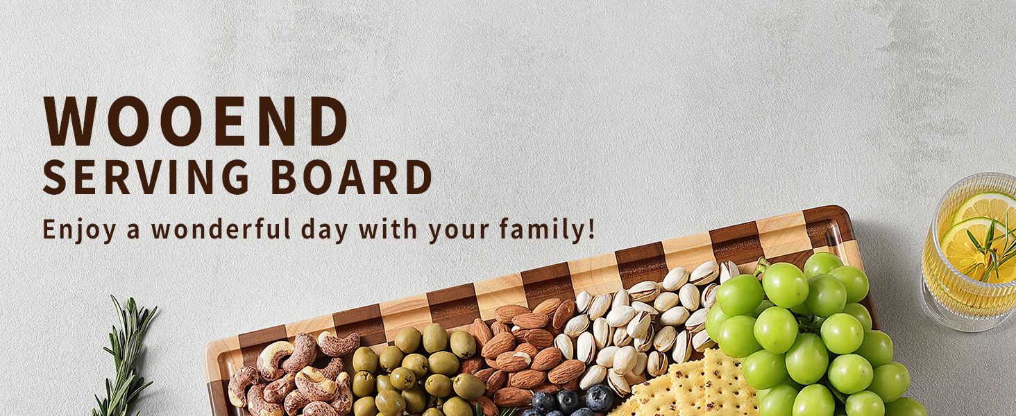 Acacia Wood Cutting Board for Kitchen – Chopping Board with Grooves & Handles, Large Wooden Cutting Board for Meat, Vegetables, Fruits, Cheese and Fruits Ideal Kitchen Gifts