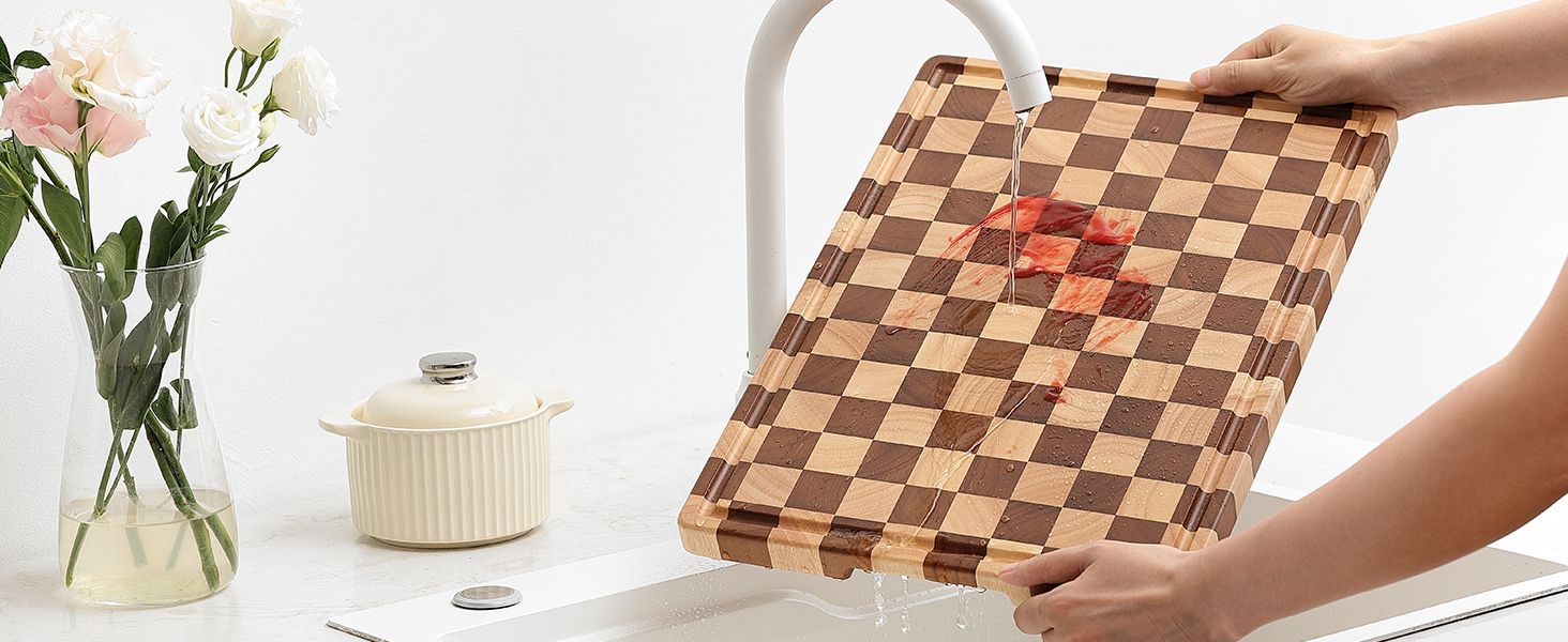 Acacia Wood Cutting Board for Kitchen – Chopping Board with Grooves & Handles, Large Wooden Cutting Board for Meat, Vegetables, Fruits, Cheese and Fruits Ideal Kitchen Gifts
