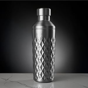 Viski Paragon Stainless Steel Cocktail Shaker, Double-Walled Drink Mixer with Built-in Strainer and Measuring Cap, Perfect for Cocktails, Martini, Mojito, Margarita, 23 oz, Set of 1, Platinum