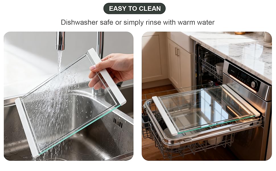 Tempered Glass Cutting Board Set for Kitchen Counter - Dishwasher Safe with Juice Grooves, Non-Slip Silicone Edges & Beveled Grip - 16