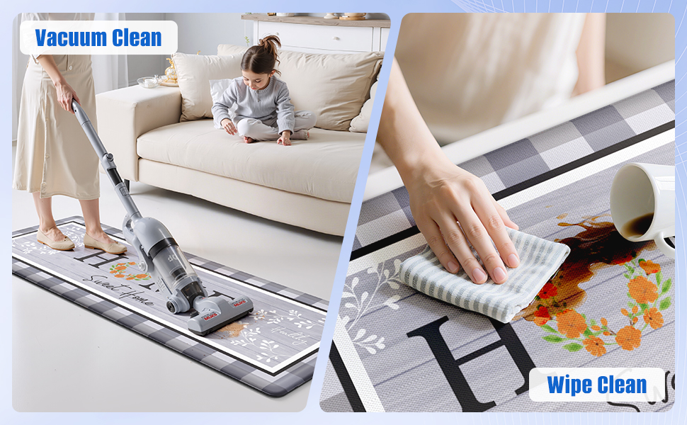 Kitchen Rugs, 2 PCS Kitchen Mats for Floor, Cushioned Non-Slip Anti Fatigue Mats for Kitchen Floor, Kitchen Runner Rugs for Standing Desk, Office, Laundry (17.3’’ x 30’’ + 17.3’’ x 47.2’’)