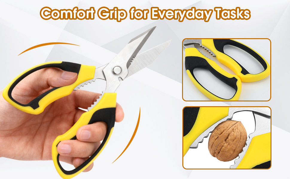 8 Inch Utility Scissors for Kitchen, Office, Craft & DIY – Heavy Duty Stainless Steel Multipurpose Scissors for Cutting Cardboard, Fabric, Carpet, Wire and Leather – with Protective Cover