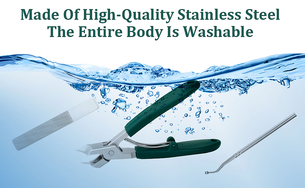 Eagle Beak Beveled Nail Clippers, Upgrade Stainless Steel Wide Jaw Opening Anti-Splash Nail Clipper Set of 3-Piece, Long Handle Angled Head Toenail Clippers for Ingrown & Thick Toenails, for Men Women