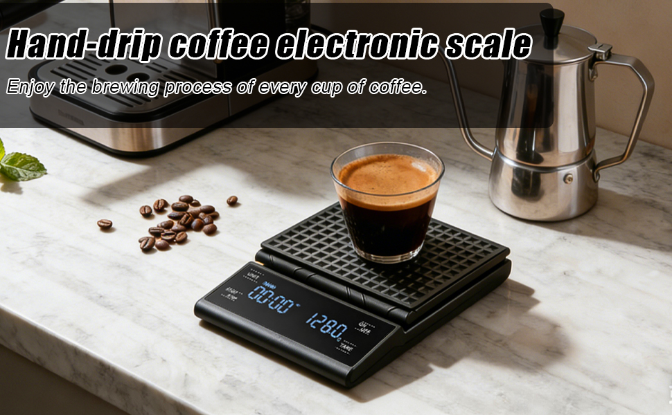 Rechargeable Coffee Scale with Timer, 5kg/0.1g Precision Pour Over Drip Espresso Scale for French Press, Digital Kitchen Scale with Auto Tare, Lit LCD Display and Silicone Cover