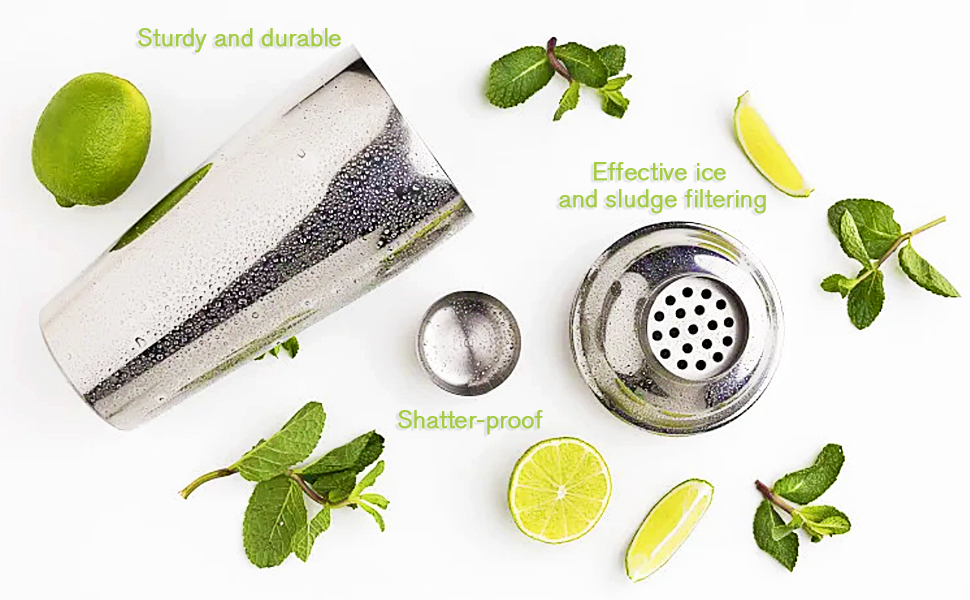 Cocktail Shaker,Drink Mixer with Built-in Strainer for Mixing Drinks Margaritas,Beginner Friendly Mixer Bar Utensil Tool (Sliver-01)