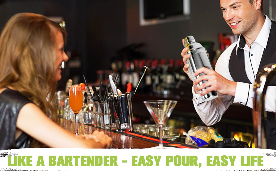 Cocktail Shaker,Drink Mixer with Built-in Strainer for Mixing Drinks Margaritas,Beginner Friendly Mixer Bar Utensil Tool (Sliver-01)