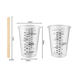 50PCS Resin Epoxy Mixing Cups, DQELFA 8oz Clear Plastic Paint Measuring Cups with 50pcs Wooden Stirring Sticks for Epoxy Resins, Mixing Paint, Pigments, Resins