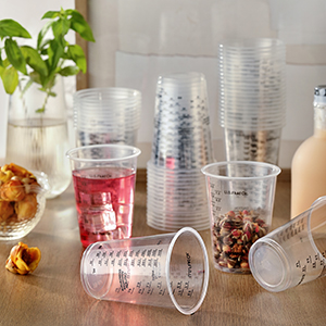 50PCS Resin Epoxy Mixing Cups, DQELFA 8oz Clear Plastic Paint Measuring Cups with 50pcs Wooden Stirring Sticks for Epoxy Resins, Mixing Paint, Pigments, Resins