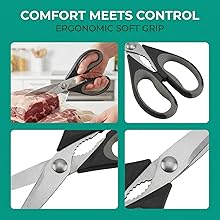 Kitchen Scissors All Purpose Heavy Duty, Kitchen Utensils Set, Stainless Steel Cooking Utensils Gadgets, Meat Poultry Food Shears Dishwasher Safe Utility Tools Home Gift (Black Red)