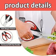 Kitchen Scissors All Purpose Heavy Duty, Kitchen Utensils Set, Stainless Steel Cooking Utensils Gadgets, Meat Poultry Food Shears Dishwasher Safe Utility Tools Home Gift (Black Red)