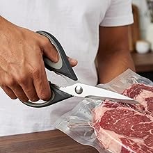 Kitchen Scissors All Purpose Heavy Duty, Kitchen Utensils Set, Stainless Steel Cooking Utensils Gadgets, Meat Poultry Food Shears Dishwasher Safe Utility Tools Home Gift (Black Red)