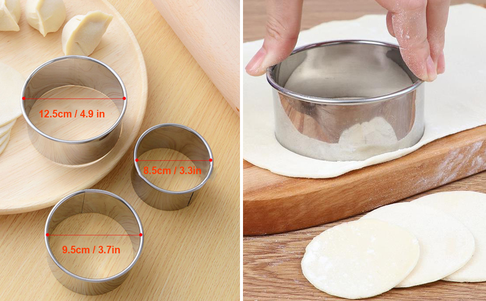 Empanada Maker Press,Dumpling Maker Set with Dough Cutter, Dumpling Mold Set for Pierogi, Pastelitos, Calzone, Turnovers, Chinese Dumpling,Can also be Used as Tortilla Folder,3 Sizes(4