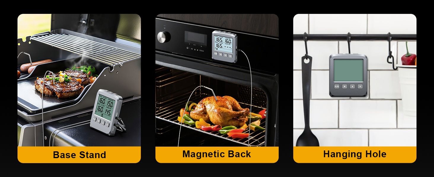 Dual Probe Meat Thermometer Digital for Cooking, Grilling & Smoking with Large LCD Backlight & Alarm, Kitchen Food Grill Thermometer, Smoker Accessories for BBQ, Oven, Oil Fry, Gifts for Men