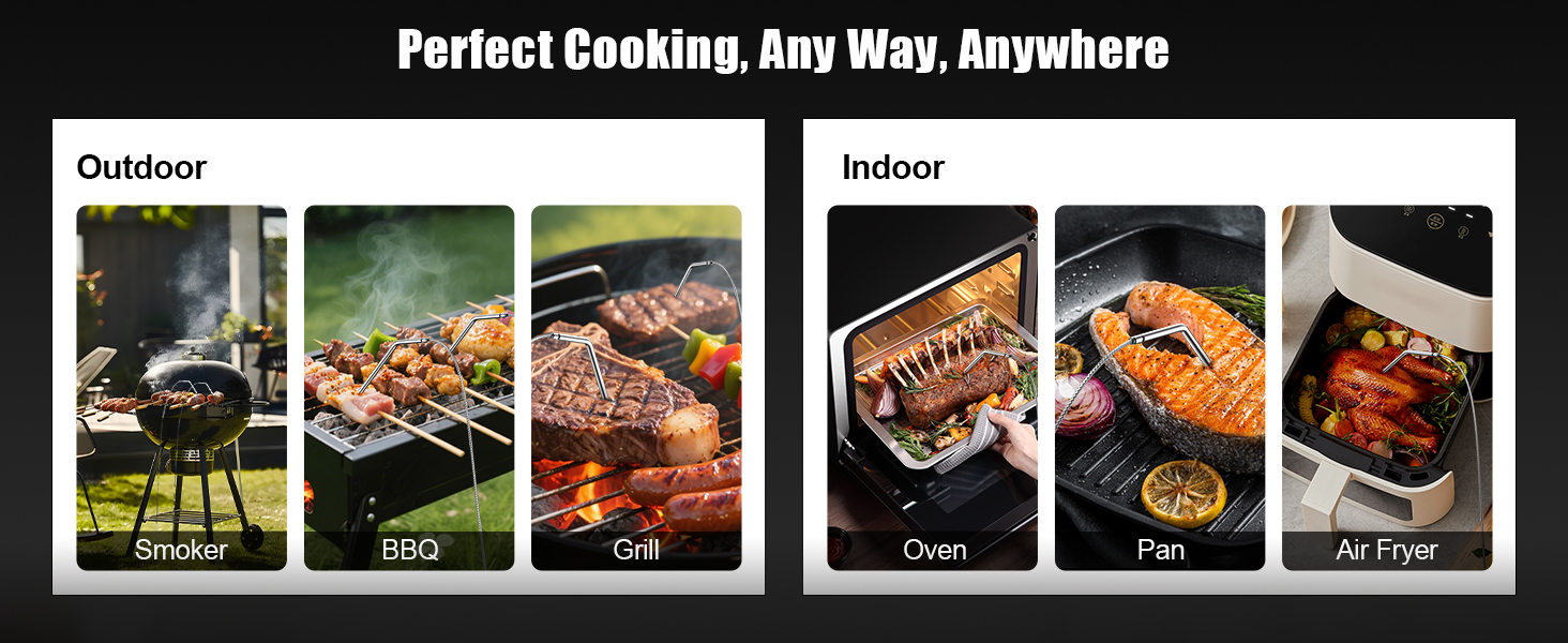 Dual Probe Meat Thermometer Digital for Cooking, Grilling & Smoking with Large LCD Backlight & Alarm, Kitchen Food Grill Thermometer, Smoker Accessories for BBQ, Oven, Oil Fry, Gifts for Men