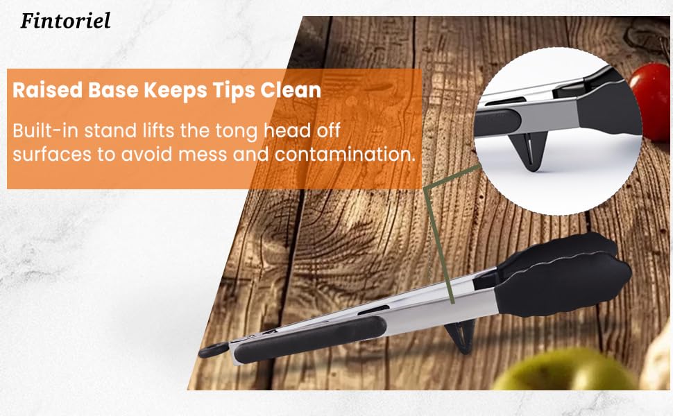 Kitchen Tongs Set of 2 (9” & 12”) – Stainless Steel & Silicone Cooking Tongs with Built-in Stand & Dishwasher Safe – Heat Resistant up to 600°F – Perfect for Grilling, BBQ, Salad & Frying