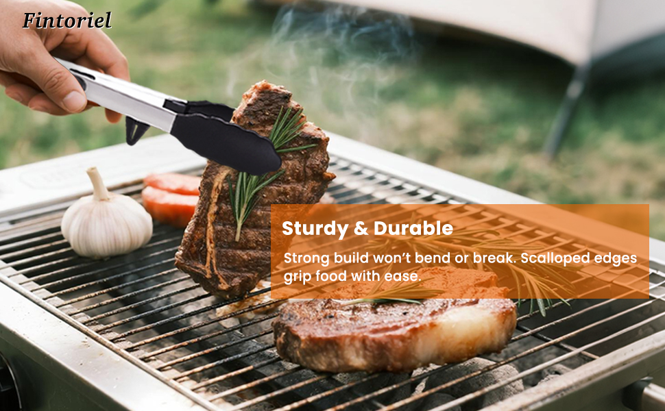 Kitchen Tongs Set of 2 (9” & 12”) – Stainless Steel & Silicone Cooking Tongs with Built-in Stand & Dishwasher Safe – Heat Resistant up to 600°F – Perfect for Grilling, BBQ, Salad & Frying