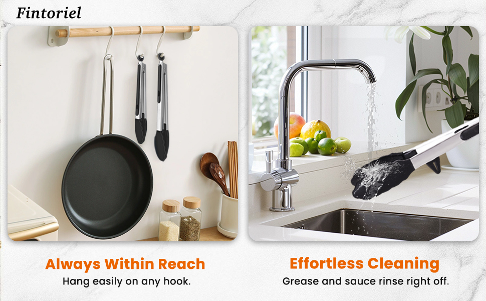 Kitchen Tongs Set of 2 (9” & 12”) – Stainless Steel & Silicone Cooking Tongs with Built-in Stand & Dishwasher Safe – Heat Resistant up to 600°F – Perfect for Grilling, BBQ, Salad & Frying