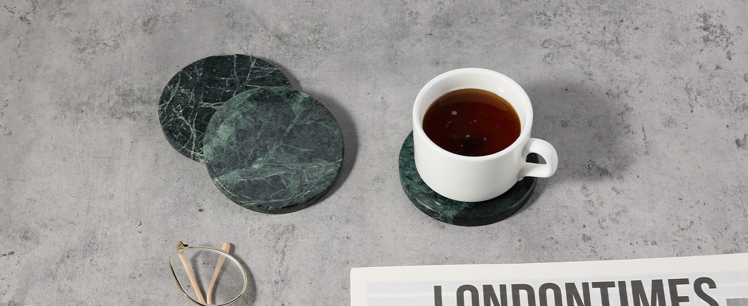 Koville Marble Coaster Set of 4, Round Coasters, 4
