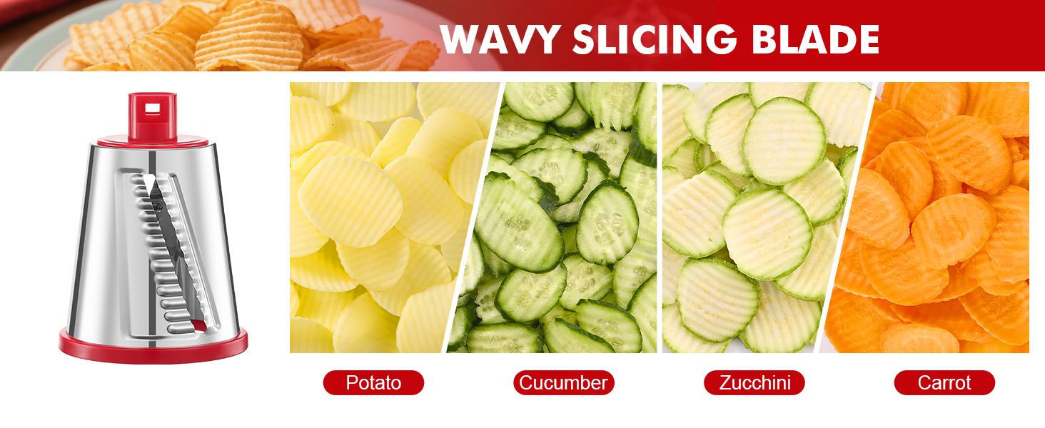 GDL Rotary Cheese Grater Hand Crank - Upgraded Cheese Shredder with 4 Interchangeable Blades, Rotary Grater with Non-slip Suction Base, Easy to Clean Kitchen Grater Slicer Grinder for Vegetable Nuts