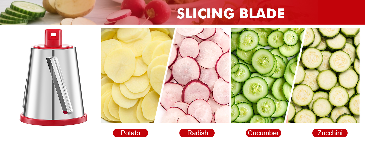 GDL Rotary Cheese Grater Hand Crank - Upgraded Cheese Shredder with 4 Interchangeable Blades, Rotary Grater with Non-slip Suction Base, Easy to Clean Kitchen Grater Slicer Grinder for Vegetable Nuts