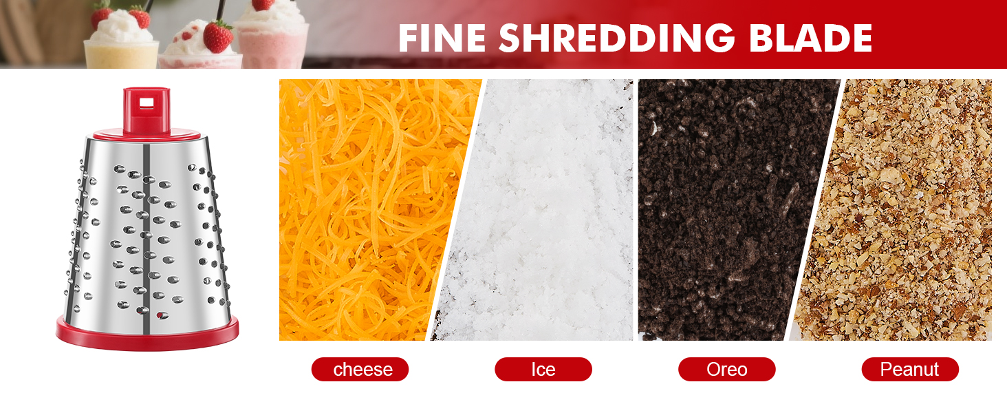 GDL Rotary Cheese Grater Hand Crank - Upgraded Cheese Shredder with 4 Interchangeable Blades, Rotary Grater with Non-slip Suction Base, Easy to Clean Kitchen Grater Slicer Grinder for Vegetable Nuts