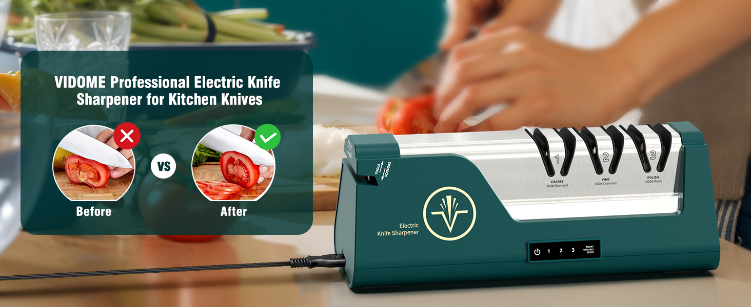 Professional Electric Knife Sharpener with 100% Diamond Abrasives & Precision Angle Guides, 3-Speed Variable 4-Stage Open Touch-Screen Knife Sharpener for Straight, Serrated Edges, Scissors & Axes