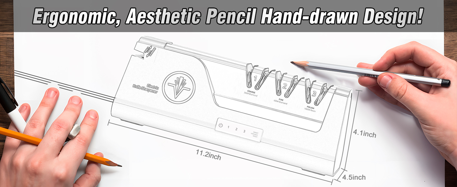 Professional Electric Knife Sharpener with 100% Diamond Abrasives & Precision Angle Guides, 3-Speed Variable 4-Stage Open Touch-Screen Knife Sharpener for Straight, Serrated Edges, Scissors & Axes