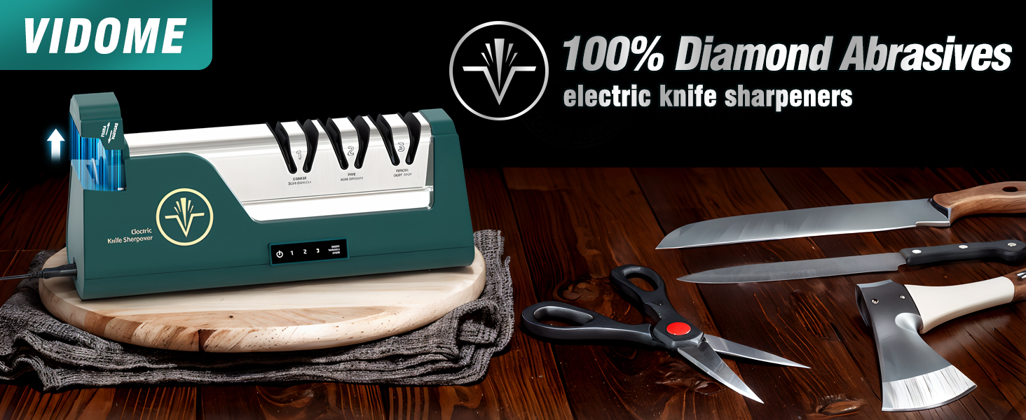 Professional Electric Knife Sharpener with 100% Diamond Abrasives & Precision Angle Guides, 3-Speed Variable 4-Stage Open Touch-Screen Knife Sharpener for Straight, Serrated Edges, Scissors & Axes