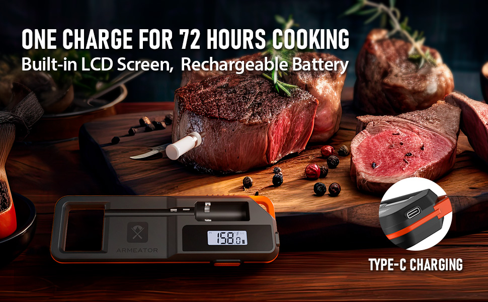 Smart Meat Thermometer Digital Instant Read Wireless Cooking Thermometer for BBQ Grill Air Fryer, Gifts for Men, Kitchen Essentials Gadgets Grilling Accessories, Stocking Stuffers Food Thermometers