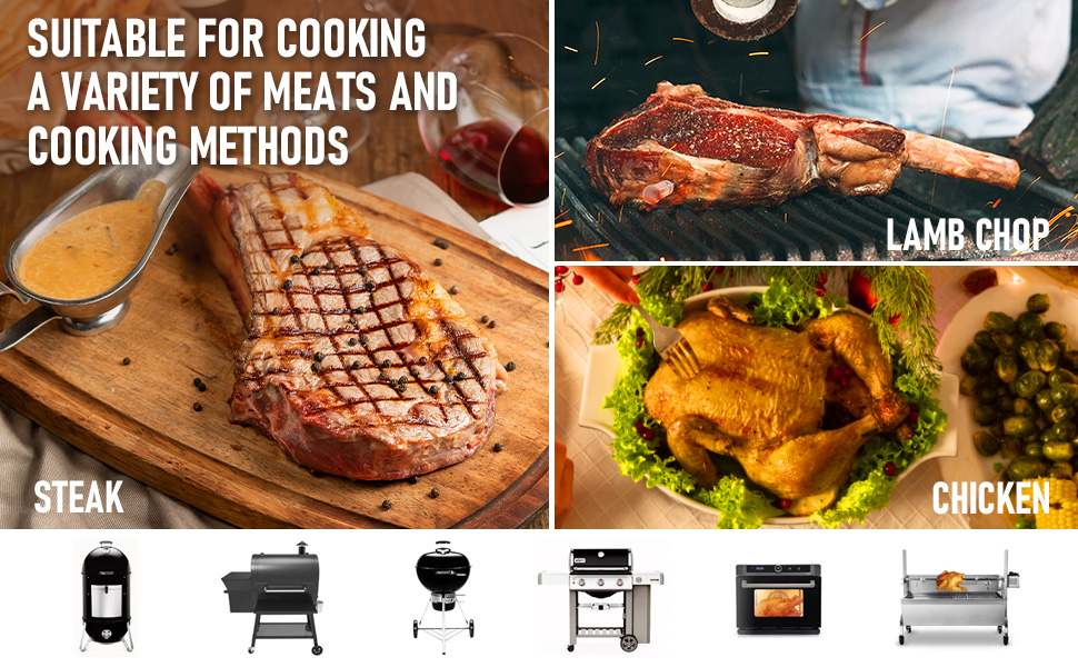 Smart Meat Thermometer Digital Instant Read Wireless Cooking Thermometer for BBQ Grill Air Fryer, Gifts for Men, Kitchen Essentials Gadgets Grilling Accessories, Stocking Stuffers Food Thermometers