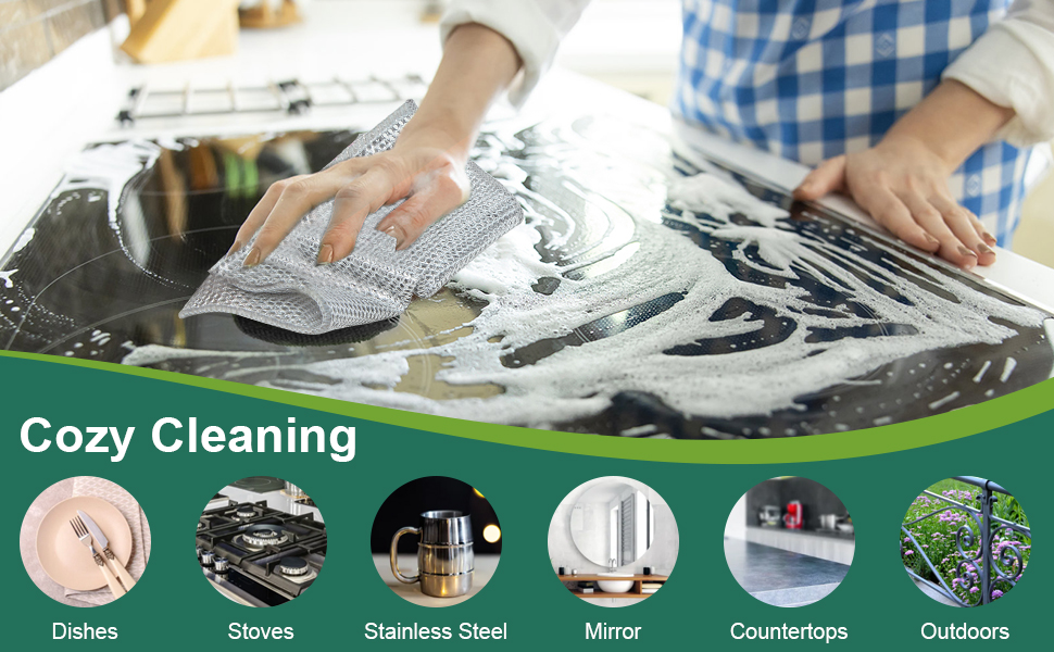 Multipurpose Non Scratch Wire Dishwashing Rags, Cleaning Cloths, 24 Pack