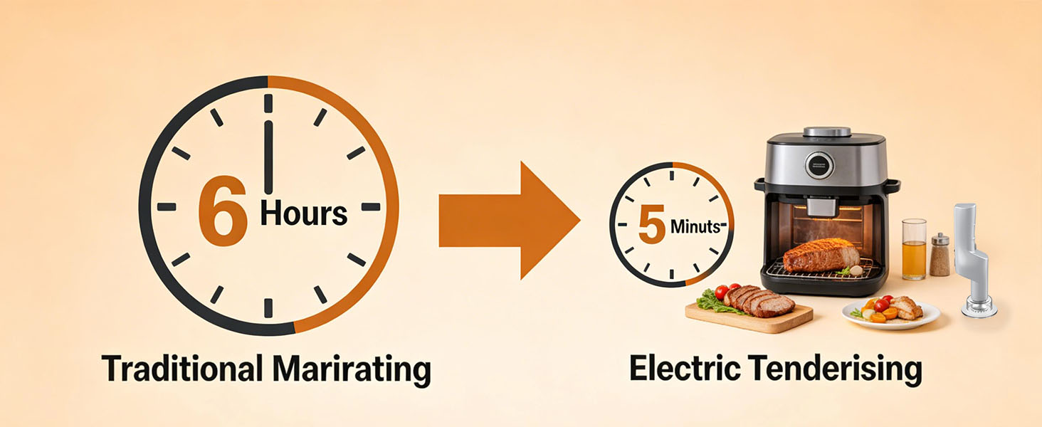 YOTAN Electric Meat Tenderizer for Steak, 3 Speed Powerful Motor, Tenderizes Tough Meat in Seconds, Stainless Steel Tender Head, Safe One-Press Design, Easy to Clean, for Beef Pork Chicken BBQ