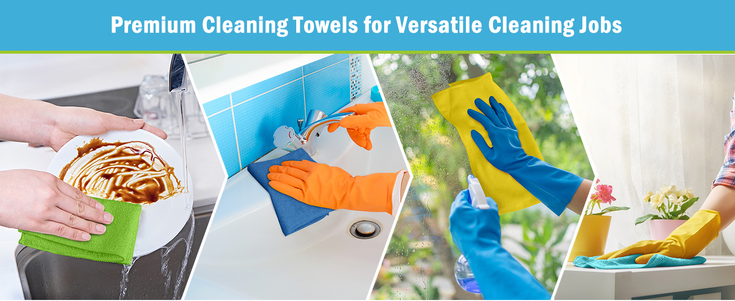 AIDEA Microfiber Cleaning Cloth, 20PK, Soft Absorbent Rags, Microfiber Towels for Cars, Kitchen Towels, Dusting Cloth for Home, Window, Cleaning Supplies, 12