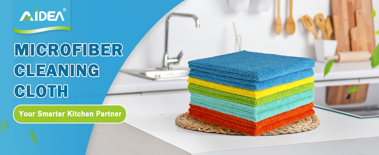 AIDEA Microfiber Cleaning Cloth, 20PK, Soft Absorbent Rags, Microfiber Towels for Cars, Kitchen Towels, Dusting Cloth for Home, Window, Cleaning Supplies, 12
