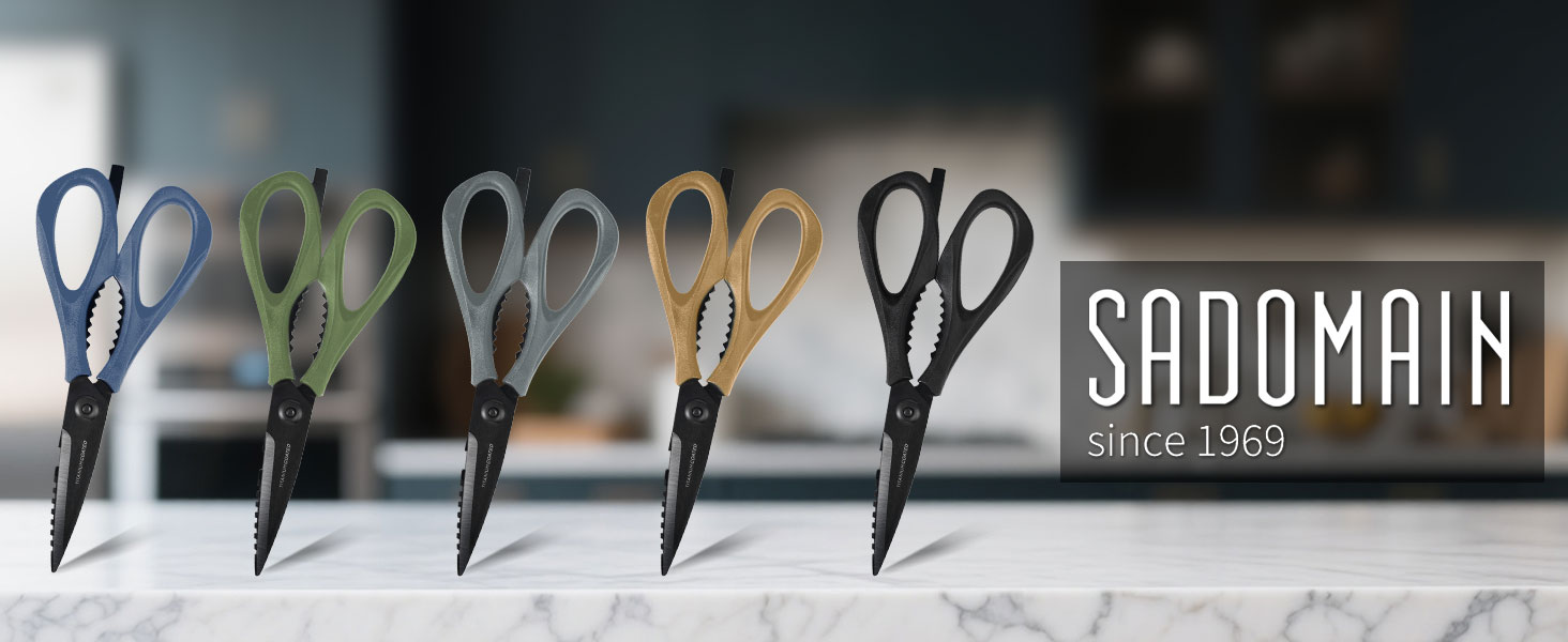 Kitchen Scissors All Purpose, Extra Sharp Kitchen Shears with Knife Sharpener & Sheath, Solid & Durable Stainless Steel Scissors with ANTI-RUST Black Titanium Plated, Dishwasher Safe - Black