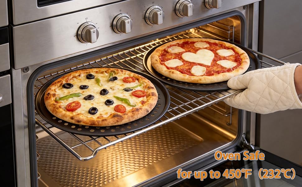 10 Inch Round Pizza Pan with Holes, Carbon Steel Pizza Pans fo Frozen & Homemade Pizza, Nonstick Pizza Tray for Oven