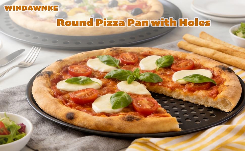 10 Inch Round Pizza Pan with Holes, Carbon Steel Pizza Pans fo Frozen & Homemade Pizza, Nonstick Pizza Tray for Oven