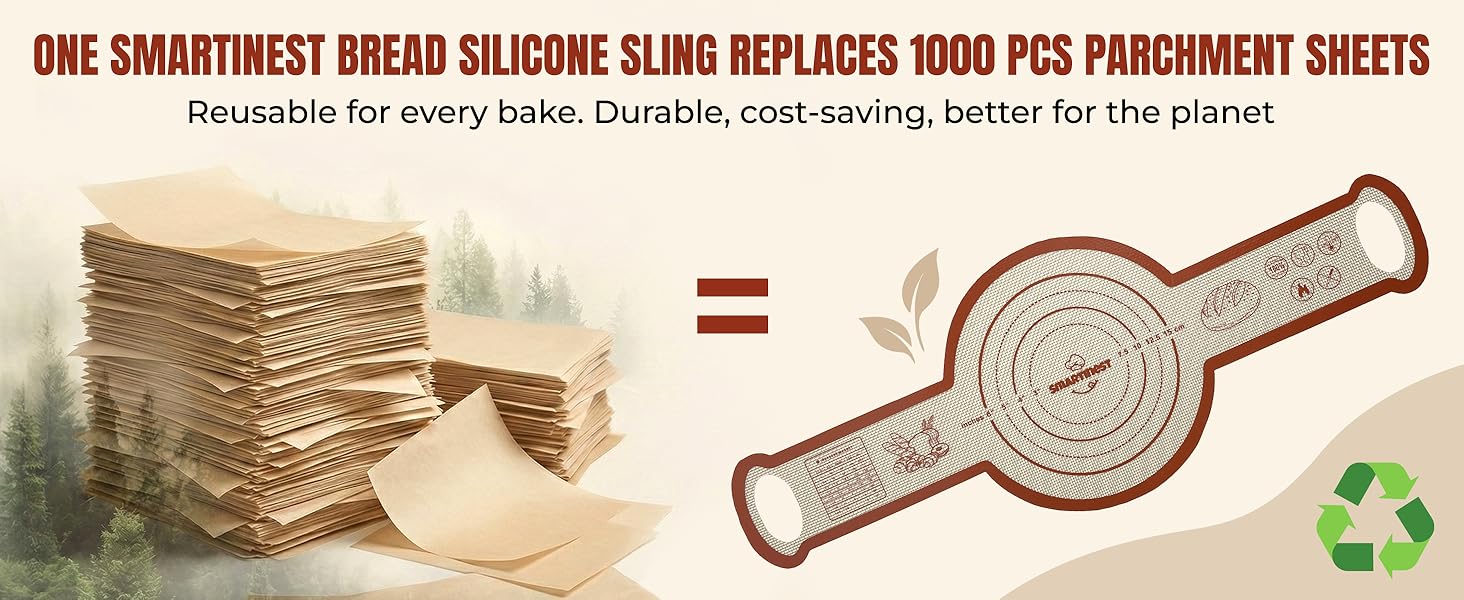 Sourdough Silicone Bread Sling for Dutch Oven, 2PCS Non-Stick Reusable Baking Mat with Long Handles, Essentials Bread Making Supplies for Dough Transfer and Loaf Pan Lifter Liner, Set Of Oval & Round