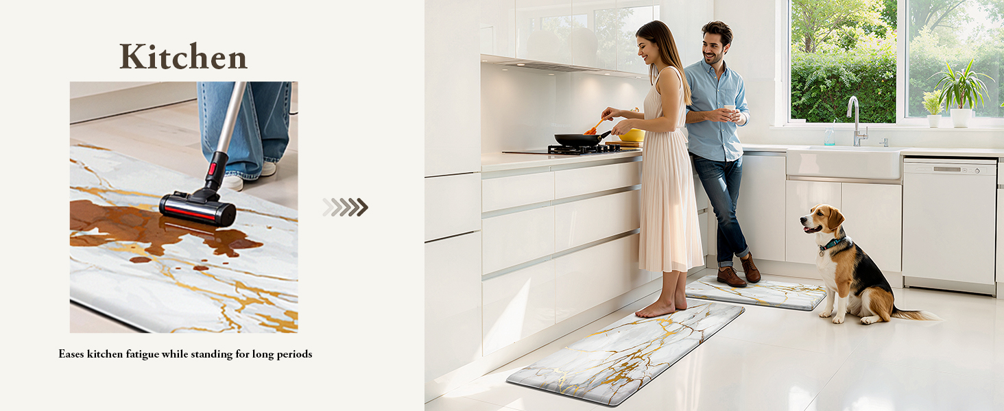 StepLively Kitchen Rugs and Mats, 2-Pack Low Profile Slip Resistant Kitchen Mats for Floor, in Front of Sink and Stove-17.3