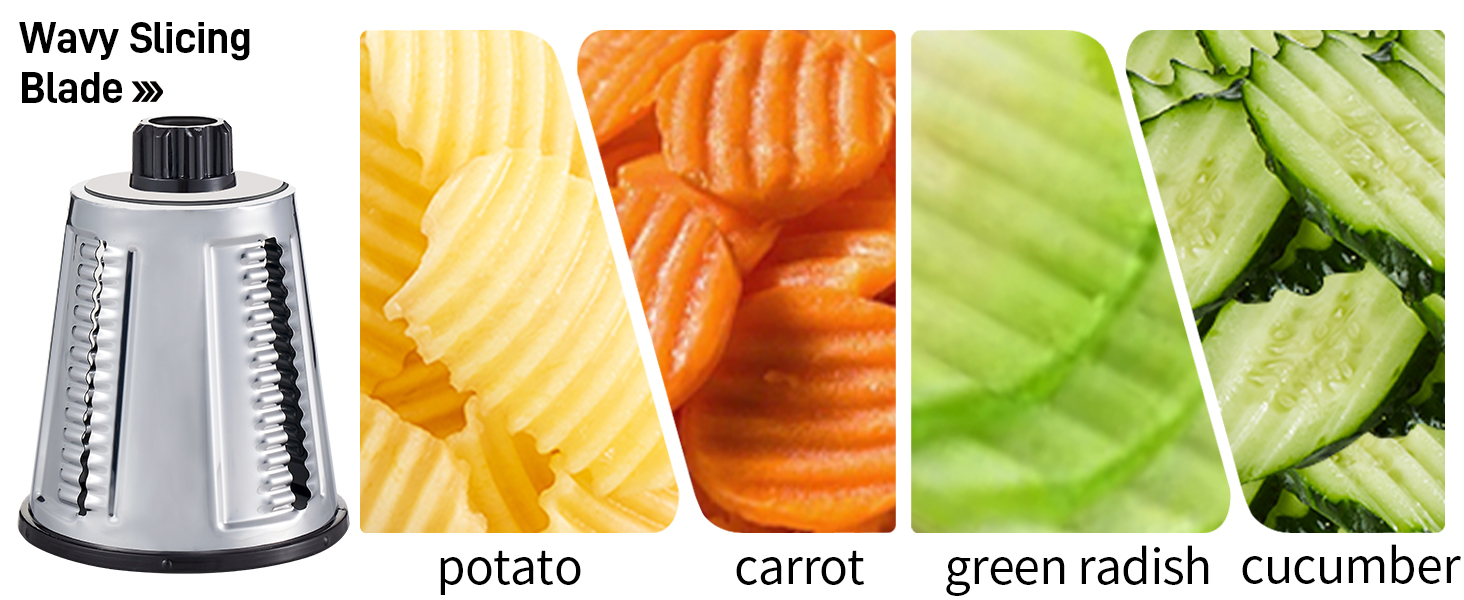 Rotary Cheese Graters with 4 Blades, Hand Crank Cheese Grater with Waffle Slicer, Black and White Cheese Shredder with Suction Base, Easier for Shredding & Grating (Black, 4 Graters)