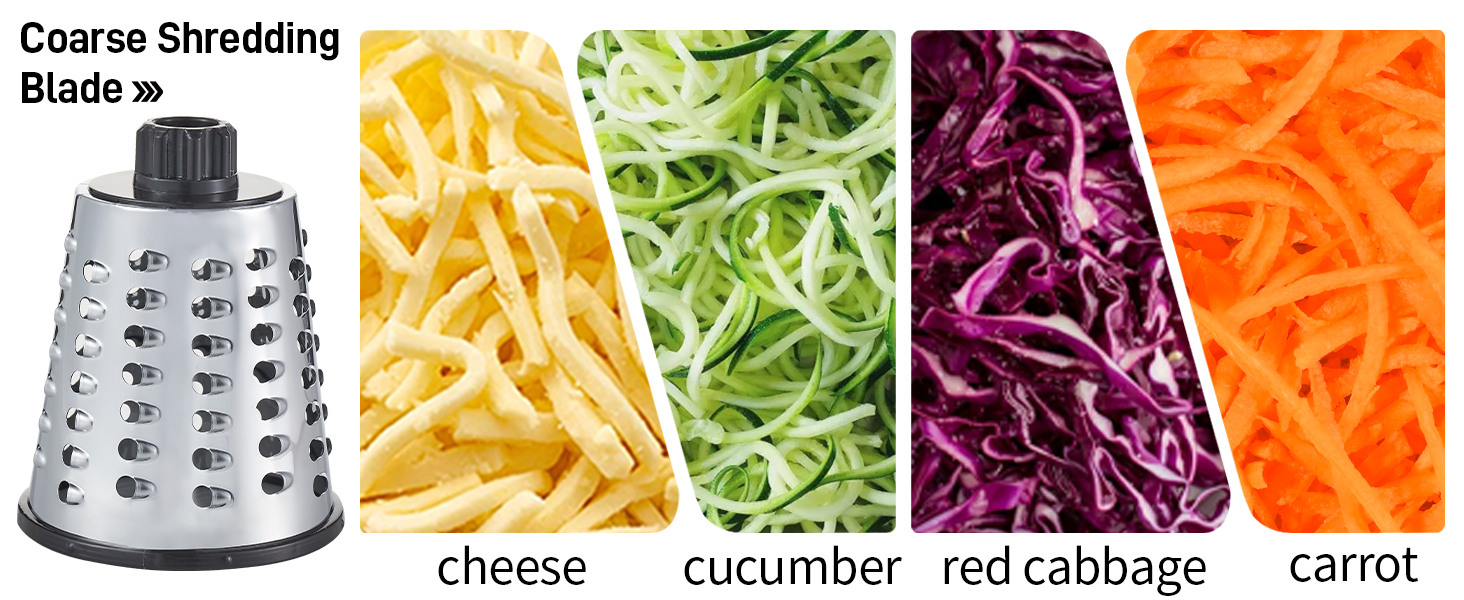 Rotary Cheese Graters with 4 Blades, Hand Crank Cheese Grater with Waffle Slicer, Black and White Cheese Shredder with Suction Base, Easier for Shredding & Grating (Black, 4 Graters)