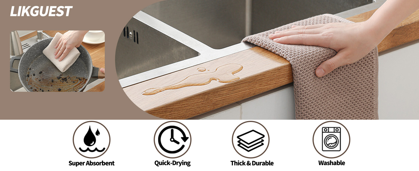 Cotton Dish Cloths 6 Pack,12x12 Inch – Super Absorbent, Quick-Dry & Reusable Kitchen Cleaning Cloths, Lint-Free Washable Towels for Dishes, Glass & Household Use(Red)