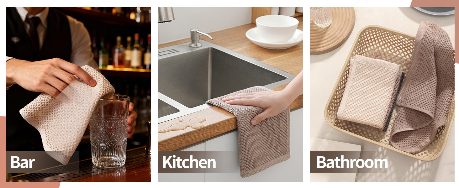 Cotton Dish Cloths 6 Pack,12x12 Inch – Super Absorbent, Quick-Dry & Reusable Kitchen Cleaning Cloths, Lint-Free Washable Towels for Dishes, Glass & Household Use(Red)