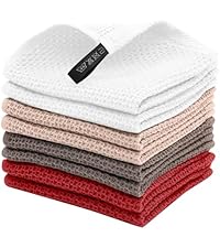 Cotton Dish Cloths 6 Pack,12x12 Inch – Super Absorbent, Quick-Dry & Reusable Kitchen Cleaning Cloths, Lint-Free Washable Towels for Dishes, Glass & Household Use(Red)