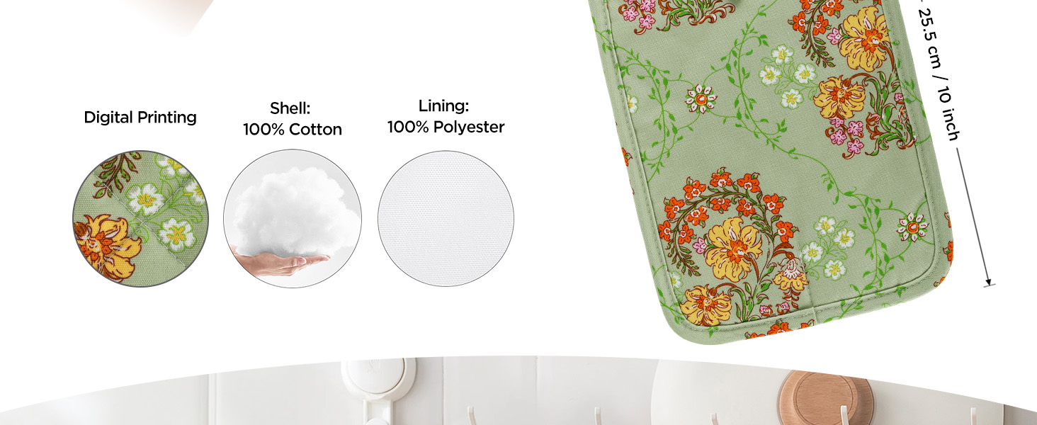 Pot Holders for Kitchen Heat Resistant Hot Pads for Countertops Oven Pot Holders Cotton Potholders for Kitchen Cooking Baking (Watercolor Apricot)