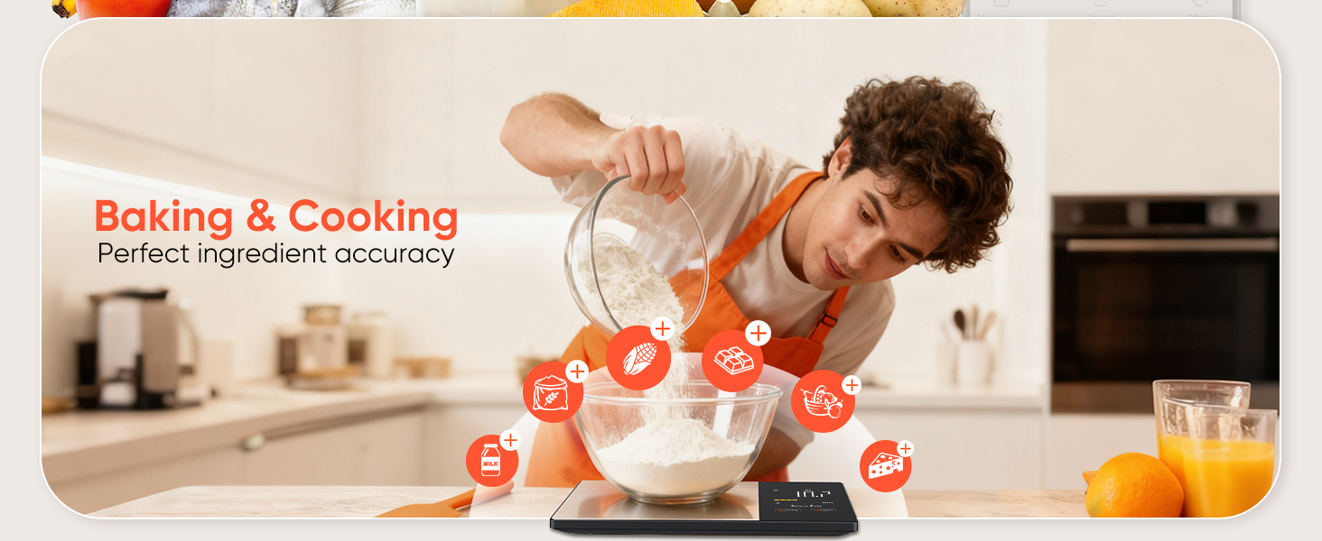 Smart Nutrition Food Scale with LED Display, Tracks Calories, Fat, Carbs & Protein via App, 1g Precision Digital Kitchen Scale for Healthy Eating & Meal Prep